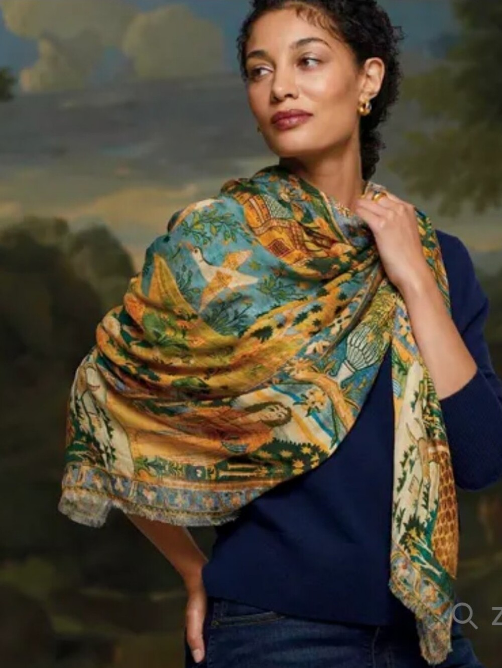 The Met Persian Pictorial Textile Oversize Scarf Cashmere Modal 54x72